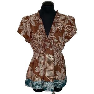 BCBGMAXAZRIA Silk Y2K Sheer Blouse - Women’s L